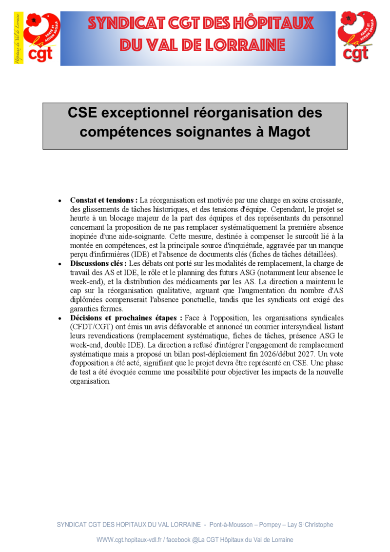 Réorganisation soignante à Magot